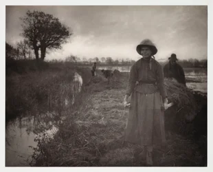 Åkerbruk, høsting av «Poling The Marsh Hay» (transport du foin des marais)