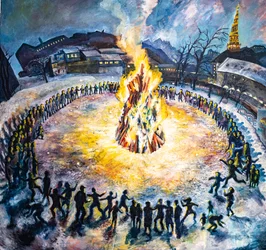 Christianias første parti, København. (Maleri)
