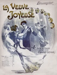 Par som danser vals Ballsirenen. rundt 1910 (illustrasjon)