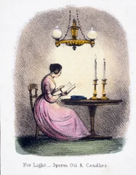 For lys, spermolje og stearinlys', c 1845