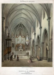 Interiør av karmelittkirken i Bagneres de Bigorre. ca. 1870 (gravering)