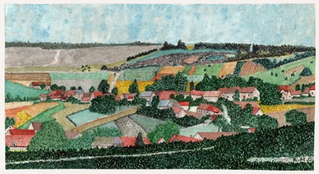 Landskap på den franske landsbygda, ca 1950