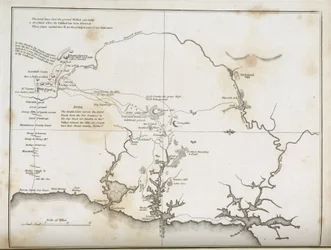 Kart over Sydney og områdene rundt, Australia, ca 1798