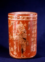 Mayan Funerary Vase fra Uaxactun, Guatemala, Tepeu-fasen (keramikk)