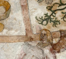 Sognekirke (Parochiekerk Sint-Martinus). Interiør. Nordkryss. Veggmaleriene på hvelvene.