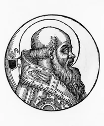 Portrett av Boniface III (død 607), 66. pave av den katolske kirke fra 607, gravering