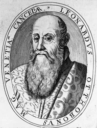 Portrett av Leonardo Ottoboni (1500-1600-tallet), storkansler i Venezia, gravering