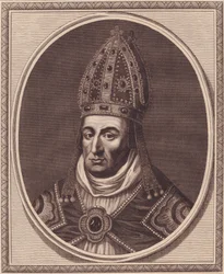Portrett av William Waynflete (1398-1486), biskop av Winchester, kobberstikk av John Goldar (1729-1795)