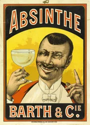 Annonse for Barth & Cie absint, i Chalon sur Saone (Saone et Loire, Frankrike), ca. 1890