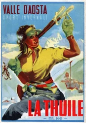 Skigåing i La Thuile, ca 1950