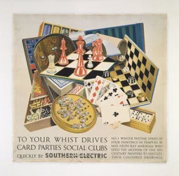 "Til whist Drives, kortfester, sosiale klubber", SR-plakat
