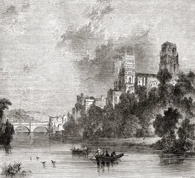 Utsikt over Durham og katedralen, sett fra River Wear, Durham, England