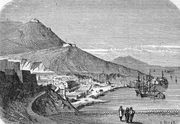 Utsikt over havnen i Oran, Algerie
