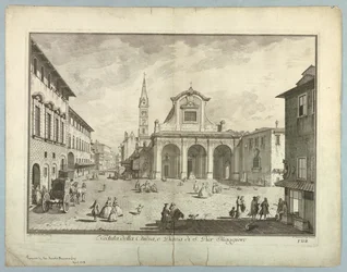 Utsikt over Firenze, tallerken fra "Choice of XXIV Utsikt over hoveddistriktene, torgene, kirkene og palassene i byen Firenze"