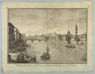 Utsikt over Firenze, tallerken fra "Scelta di XXIV Utsikt over hoveddistriktene, torgene, kirkene og palassene i byen Firenze"