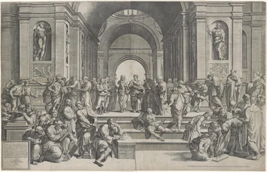 Skolen i Athen. Pub. 1550