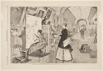 "Kunst - studenter og kopiister i Louvre-galleriet, Paris"