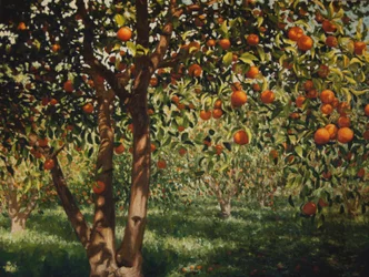 Silence under the oranges II, 2012, olje på lerret