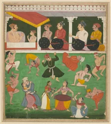 Amar Singh II (som prins) og faren hans ser på en underholdningsfilm