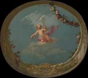 Cupid som budbringer, med Caduceus