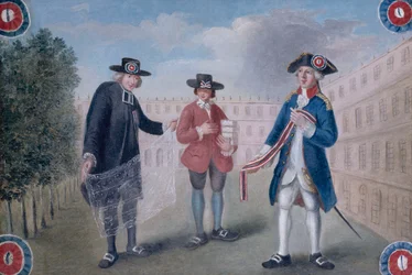 Til de tre stendene. Skilt til en kokardehandler i Palais-Royal. Palais-Royal, 1. arrondissement, Paris
