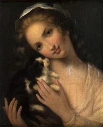 Ung jente med en katt