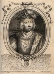 Portrett av Clovis III, kongen av frankene fra 691 til 695 - CLOVIS III Merovingerkonge av Neustria og Austrasia - gravering fra 