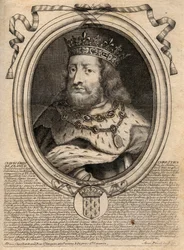Portrett av Clovis I (v. 466 - 511), Frankenes konge - Portrett av Clovis I (466-511), Frankenes konge - gravering fra 