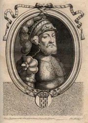 Portrett av Dagobert, kongen av frankene fra 628 til 638 - Dagobert (605-39) Frankenes konge - gravering fra 
