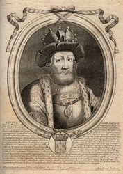 Portrett av Louis II the Begue or the Faineant (846 - 879), Kongen av Francs - Louis II Stammeren 848 til 879 - gravering fra 