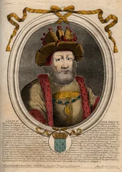 Portrett av Louis II the Begue or the Faineant (846 - 879), kongen av frankene - Louis II Stammeren 848 til 879 - gravering fra 