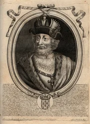 Portrett av Ludvig I den fromme (778-840), konge av Frankrike - Ludvig I den fromme (778-840) hellige romerske keiser - gravering fra 