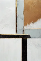Hvite og svarte, gylne abstrakte linjer, utskrivbar kunst på lerret