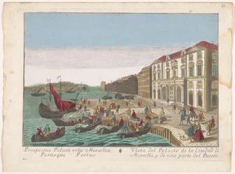 Se på Stadhuis i Marseille Utsikt over bypalasset i Marseille, og en del av havnen (tittel på objekt)