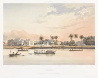 Regjeringshus og torg i Paramaribo Utsikt fra Nederland
