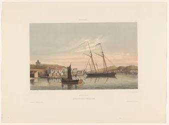 Willemstad havn Curacao. Køy til krigsskip i havnen (tittel på objekt)