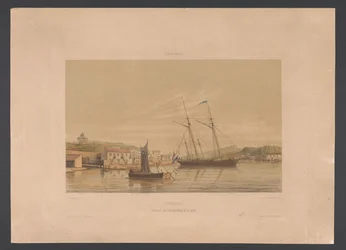 Willemstad havn Curacao. Køy til krigsskip i havnen (tittel på objekt) Vestindia (serietittel på objekt) Utsikt fra Nederland