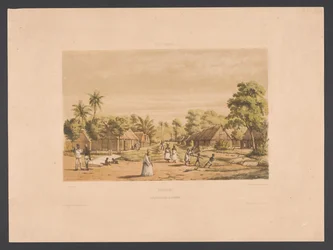 Hjem til slaver på en surinamsk plantasje Surinam. En plantasjeslaveleir (tittel på objekt) Vest-India (serietittel på objekt) Gezigten uit Neerland's West-Indien (serietittel)