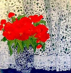 Tulipaner til Sheila, 2015 (blandet, akryl, blekk, olje)