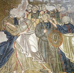 Judaskysset, mosaikk i katholikonet (hovedkirken) i Nea Moni-klosteret (UNESCOs verdensarvliste)