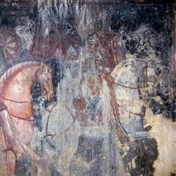 Helgen på hesteryggen, freskomaleri i kirken i Palaia Roumata, Kreta, Hellas (bilde)