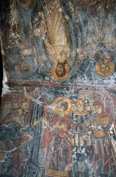 Scener fra Jesu liv, malt hvelv av Pagomenos i kirken Agios Georgios, Anidri, Kreta, Hellas