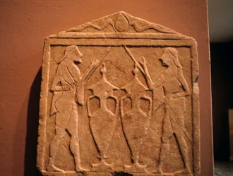 Relieff som viser Kastor og Polydeukes, fra Sparta, Hellas, gresk sivilisasjon
