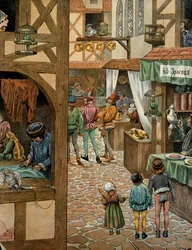 Frankrikes historie i middelalderen: En gate i Paris etter at kong Ludvig XI, kalt den forsiktige (1423-1483), undertegnet Péronne-traktaten med Karl den dristige. Parisere hadde kjøpt papegøyer som de lærte å si «Péronne» for å gjøre narr av