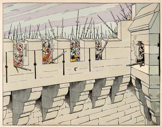 Illustrasjon hentet fra boken "Le bon roy Henri", illustrert av Jacques Marie Gaston Onfray de Breville dit JOB (1858-1931): Parisere forbereder seg på å forsvare byen - Privat samling