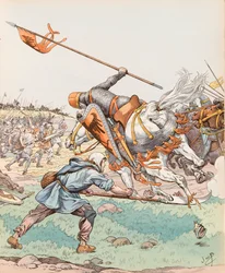 Jacques Marie Gaston Onfroy de Breville dit JOB (1858-1931) - Le reaper de Bouvines (bonde som deltok i slaget ved Bouvines i 1214), privat samling