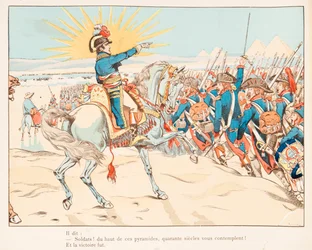 Jacques Marie Gaston Onfroy de Bréville, kalt JOB (1858-1931) - Napoleon Bonaparte i slaget ved pyramidene i 1798, privat samling