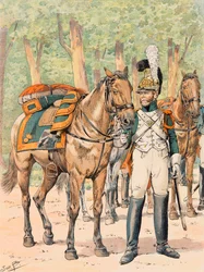 Jacques Marie Gaston Onfroy de Breville dit JOB (1858-1931) - Antrekk til de franske troppene til enhver tid: Dragons de France (1814 - 1815), privat samling