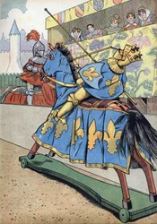 Scene av Frankrikes historie i leker: Døden til kongen av Frankrike Henry II (1519-1559). På dagen for bryllupet til datteren Elisabeth med Filip II av Spania, 30. juni