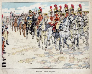 Den franske hæren på vei inn i Berlin, 27. oktober 1806 - litografi av Job (Jacques Onfroy de Breville) fra "" Le Grand Napoleon des Petites Enfants""" 1893